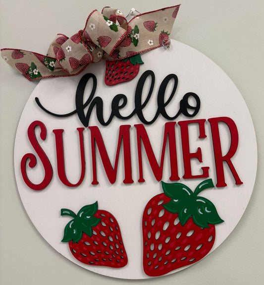 Hello Summer Strawberry Door Hanger