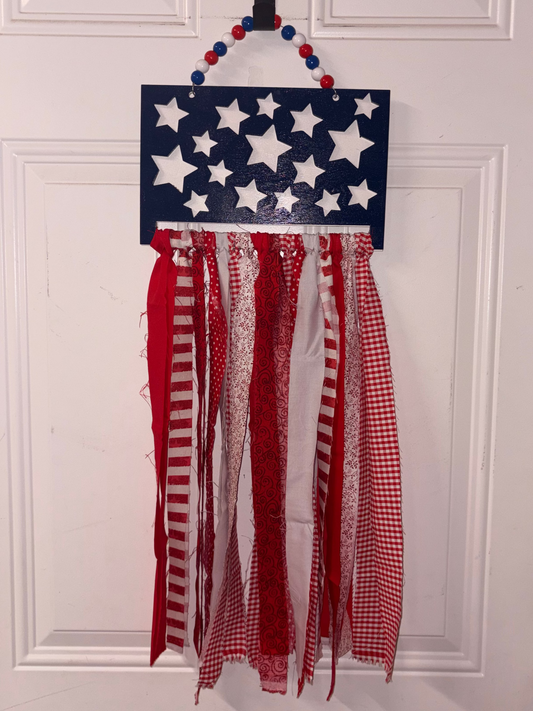 American Flag Rag Flag Door Hanger