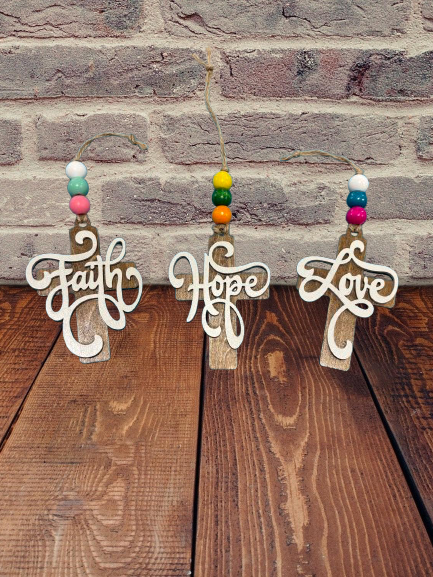 Cross Ornament with Custom Bead Design