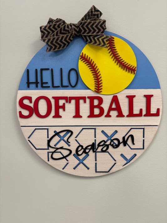 Hello Softball Season Door Hanger